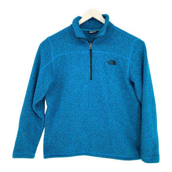 The North Face Other - The North Face Mens Fleece Jacket Blue Marled Half Zip Pullover Logo Mock Knit L